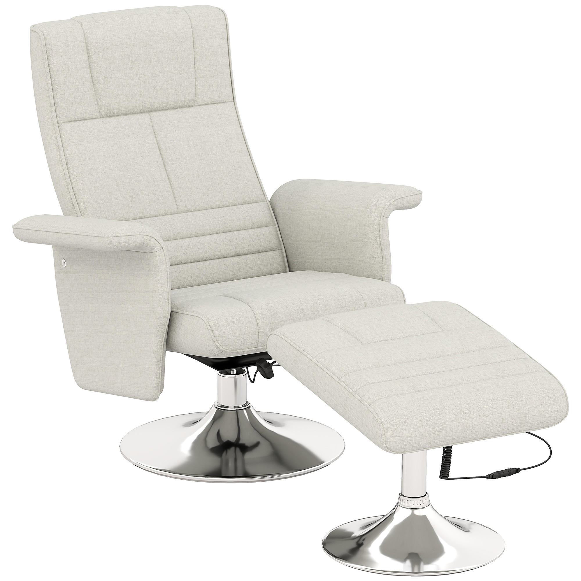 MASSAGESESSEL mit Fußhocker - Weiß, Kunststoff (95/88/78cm) - HOMCOM