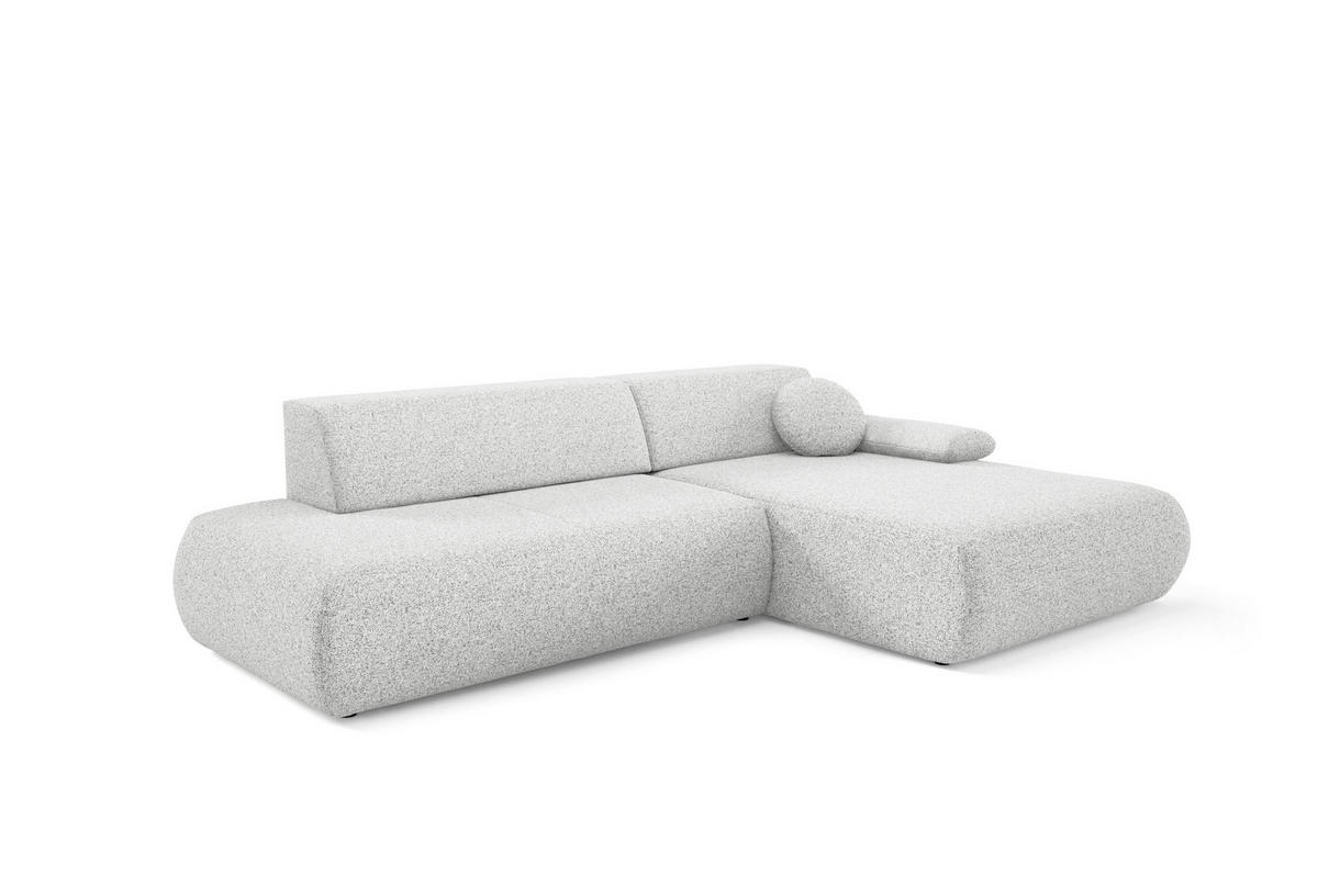 ECKSOFA DELTA R-S Hellgrau Geflochtener Stoff mit Schlaffunktion - Hellgrau, Holz (286/173.5cm) - MASSENO