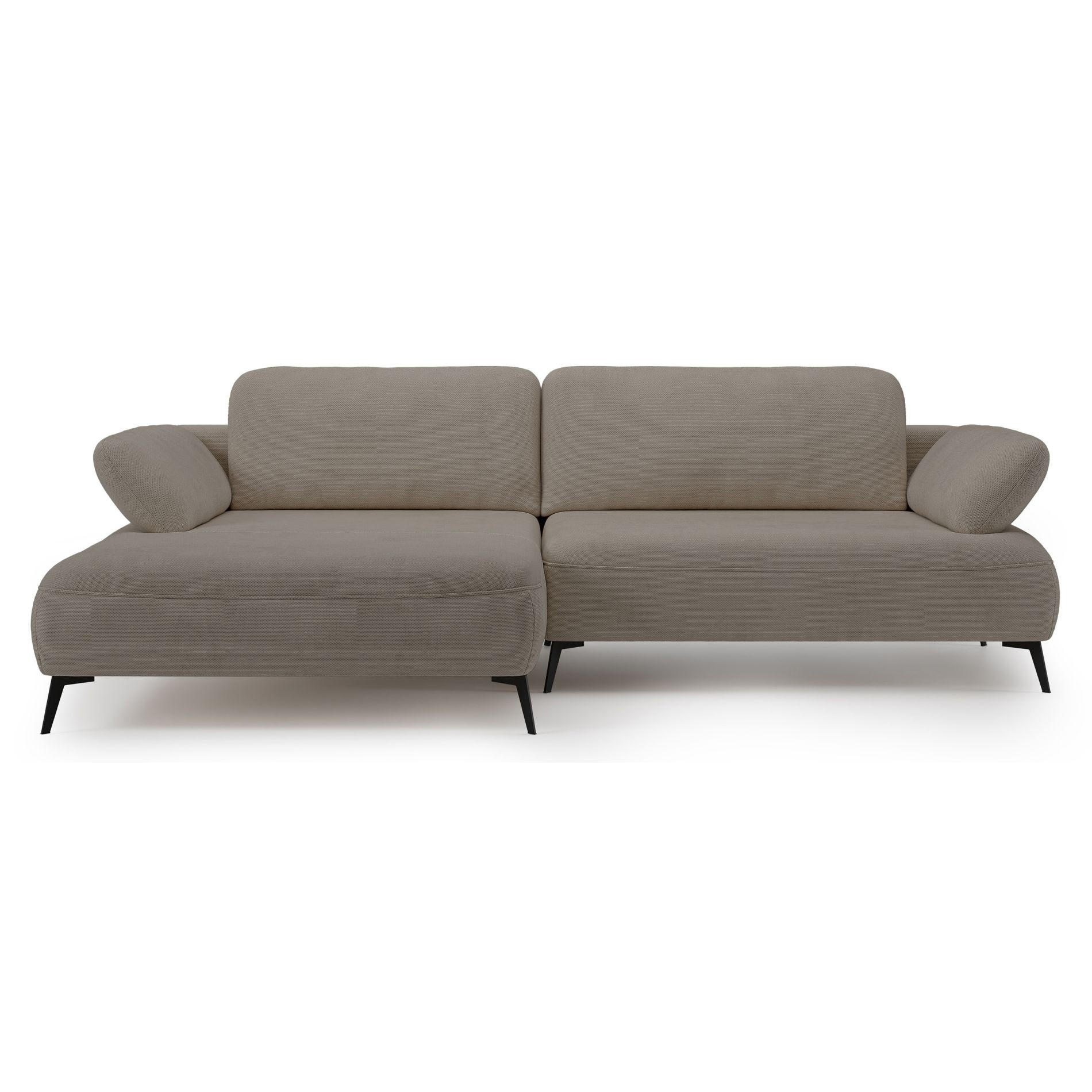 ECKSOFA Avolla Dunkelbeige links - Schwarz/Cappuccino, Textil/Metall (284/186cm) - Selsey