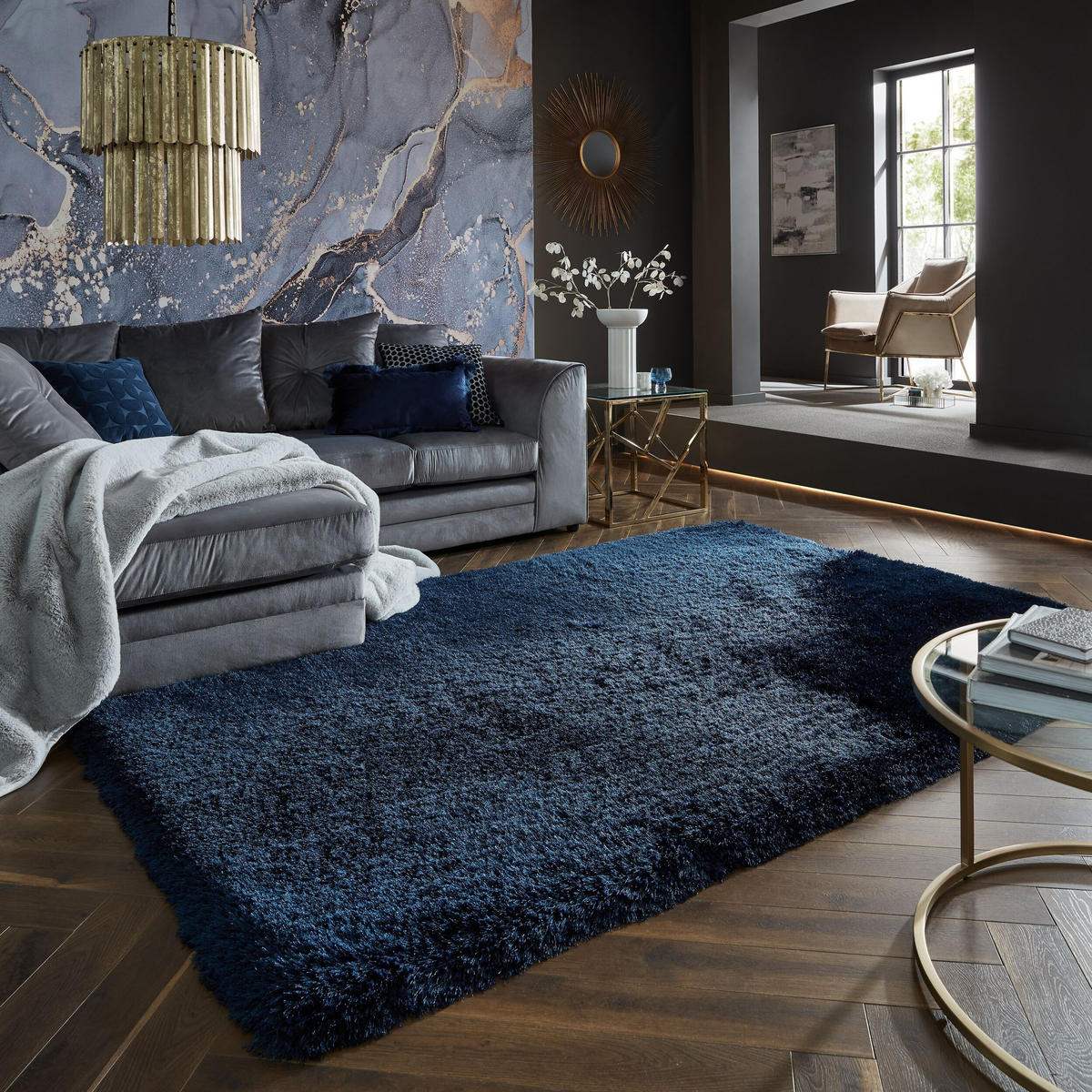 TEPPICH Hochflor Modern-Design, superweich ORWELL, Blau 120x170 cm - Blau, Textil (120/170cm) - KADIMA DESIGN