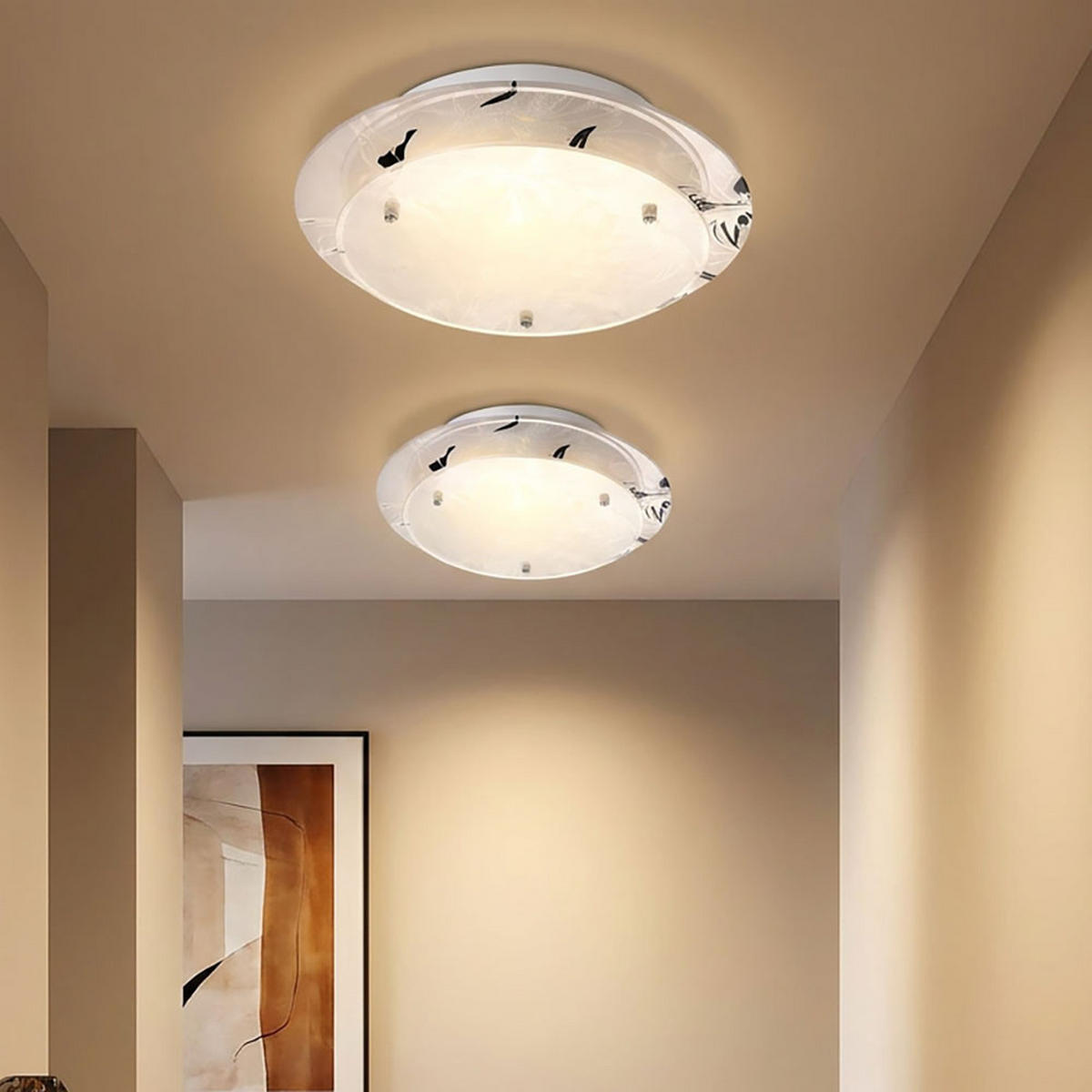 LED DECKENLEUCHTE Claire Metall Weiß 2er Set - Weiß, Glas (25/25/9.5cm) - Globo Lighting
