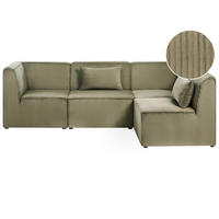 COLȚAR modul cu 4 locuri pe partea stângă verde reps reiat Lemvig - verde, material textil (250/166cm) - Beliani