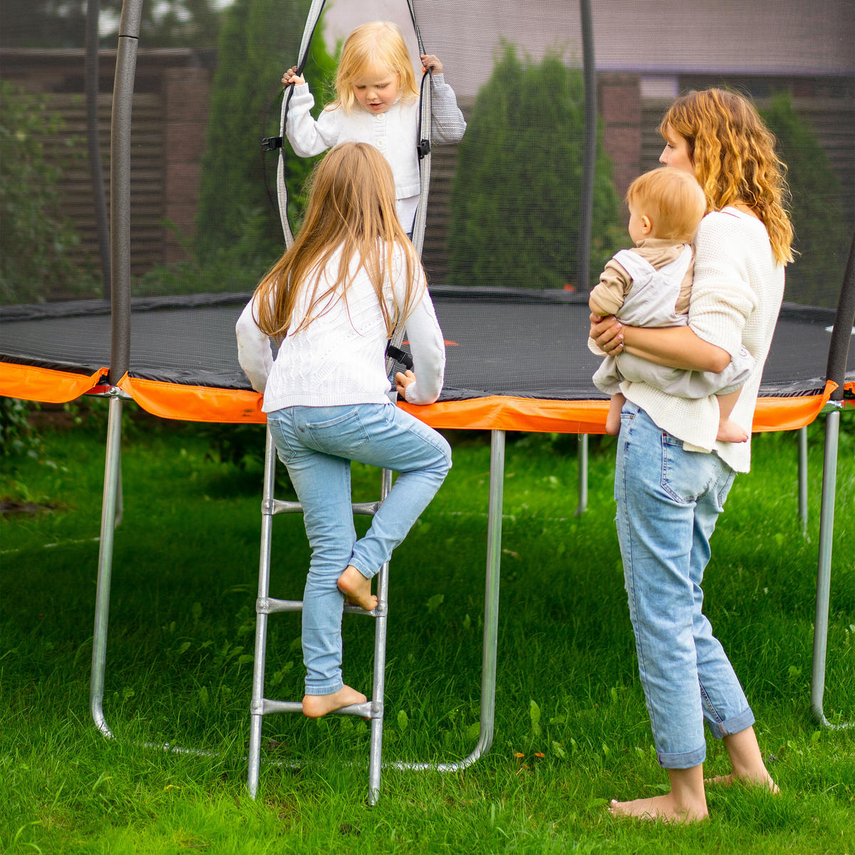 TRAMPOLIN-LEITER - Silberfarben, Metall (37/6cm) - Relaxdays