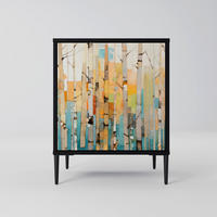 SIDEBOARD BIRCH KALEIDOSCOPE, Schwarz, 57,5x42x72,5 cm, Schwarze Metallfüße - Multicolor/Schwarz, Holzwerkstoff/Metall (57.5/72.5/42cm) - SpaceRebels
