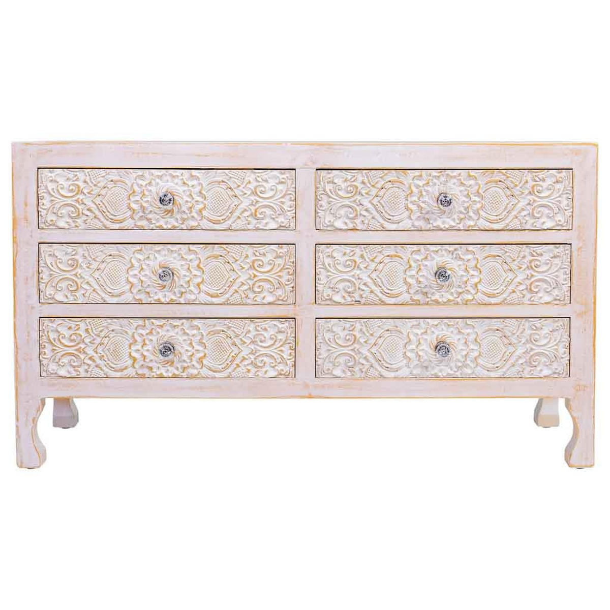 KOMMODE aus Holz 91x29x52 cm - Weiß, Holz (91/51/28cm) - Wanderlust