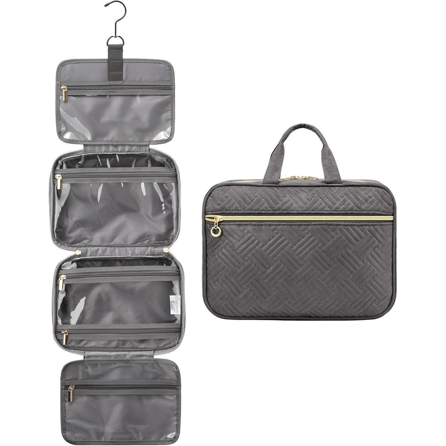 KULTURTASCHE Damen Grau mit Haken 28 cm - Grau, Textil (20/11/28cm)