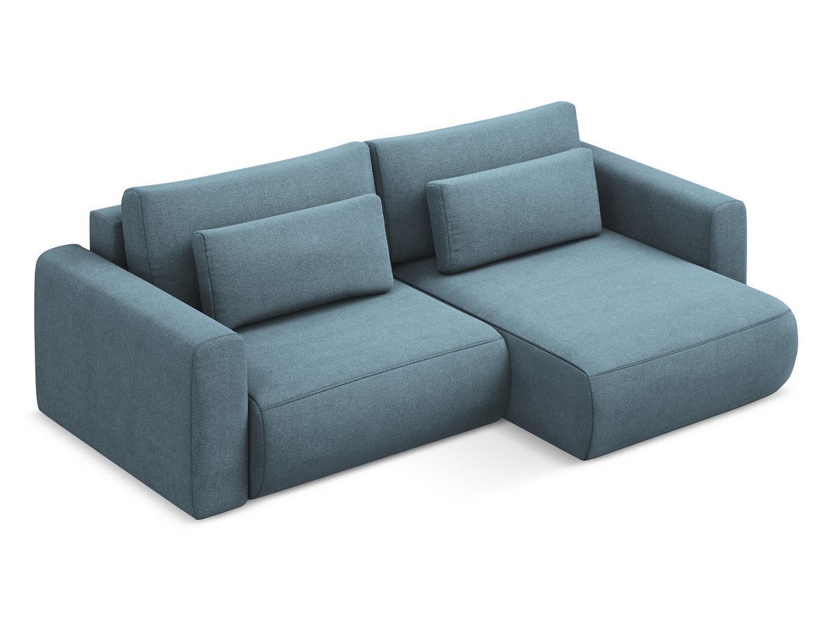 ECKSOFA mit Schlaffunktion Strukturstoff Stoff Blau - Blau/Schwarz, Kunststoff/Textil (240/149cm) - Makamii
