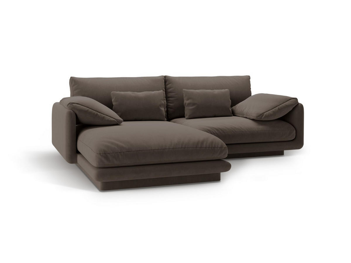 ECKSOFA links Torino aus Samt ebenholz 3 Sitzplätze - Graubraun, Textil (170/220cm) - Micadoni