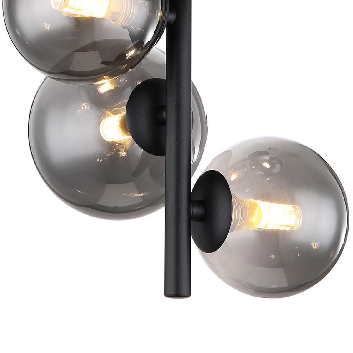 LED DECKENLEUCHTE Metall Glas Schwarz Rauchfarben 4-Flammig - Schwarz, Glas (23.5/23.5/40cm) - Globo Lighting