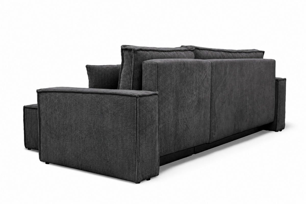ECKSOFA KARL L mit Stauraum und Bettkasten, Graphite - Graphitfarben, Textil (244/145cm) - KS Home Concept
