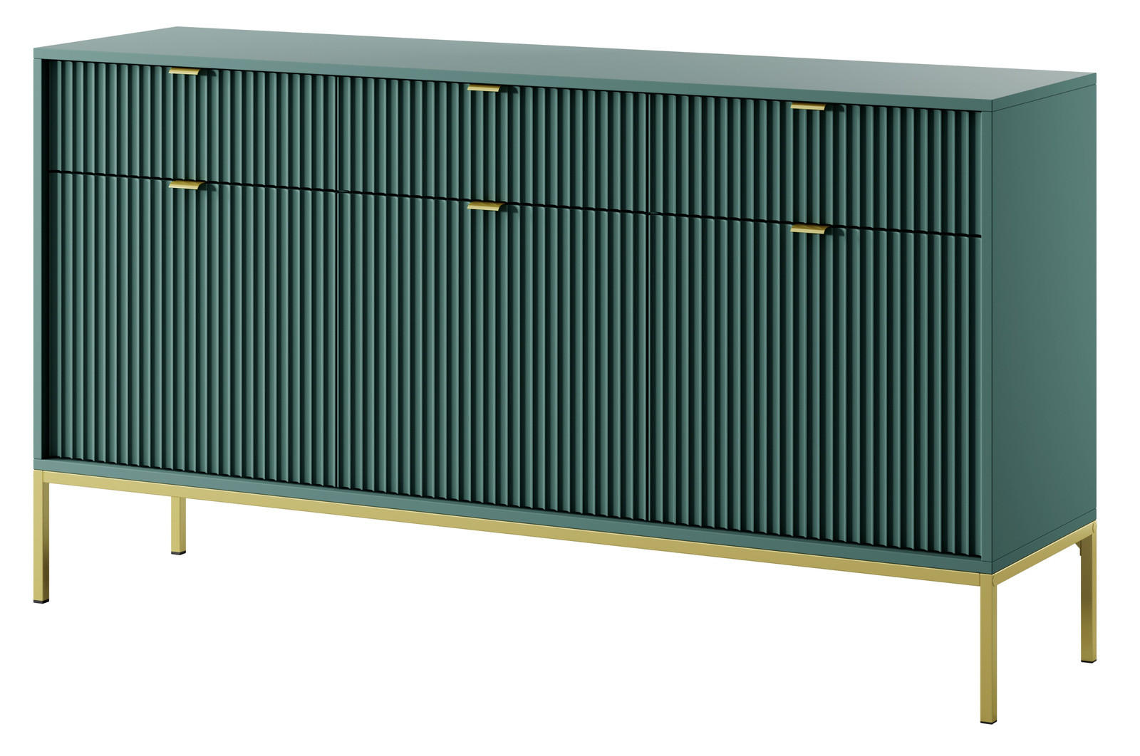 KOMMODE Kioto KSZ154 in Grün - Goldfarben/Grün, Holzwerkstoff/Metall (154/83/39cm) - Ravio