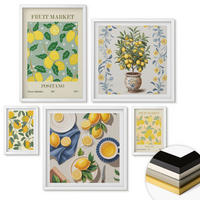 WANDBILDER 5er-Set - 50x50 cm & 20x30 cm & 40x60 cm Weißer Rahmen - Zitronenbäume in der Sonne - Weiß, Kunststoff (40/60cm) - ArtPrintCave