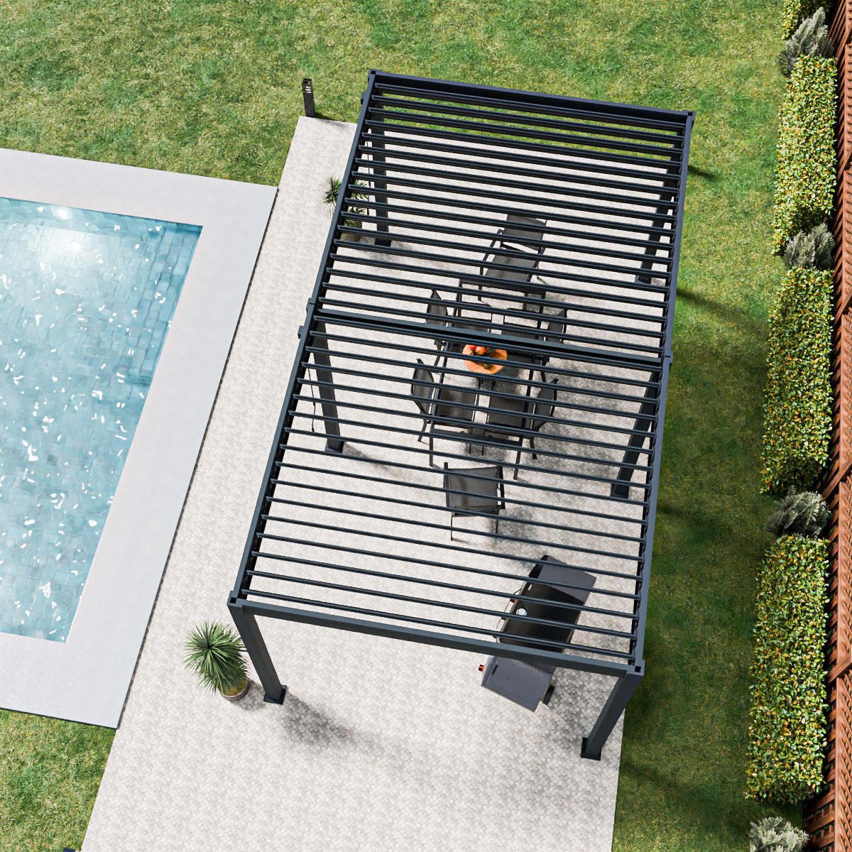 PERGOLA Terrassenüberdachung Trumpf | Alu-Stahl Pavillon | 3 x 5,3 M | anthrazit | Pergola - Anthrazit, Metall (530/255/300cm) - PergoLine