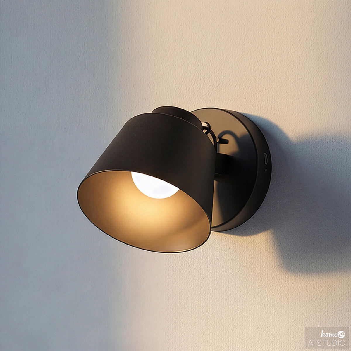 AKKU-WANDLEUCHTE inkl. Fernbedienung - 3-Stufen-Dimmer - Eisen - Schwarz, Metall (12/15/16cm) - home24