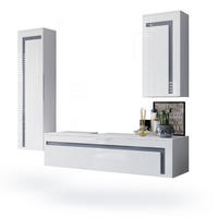 BADMÖBELSET Aloha Absetzungen in Grau Hochglanz - Grau, Holzwerkstoff (210/185/51cm) - Vladon