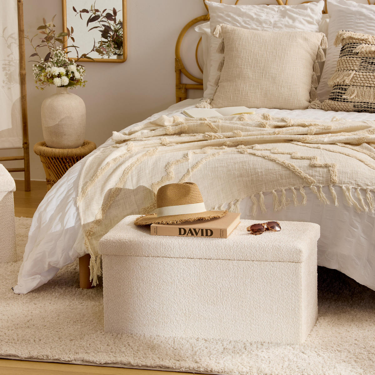 POUF 76/38/38 cm - Weiß, Holzwerkstoff (38/38/76cm) - Atmosphera Createur d´interieur