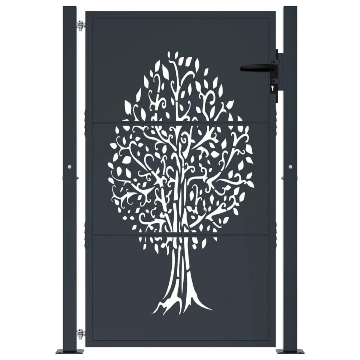 GARTENTOR Anthrazit 100/125 Cm Stahl Baum-Design - Anthrazit, Metall (105/130cm) - vidaXL