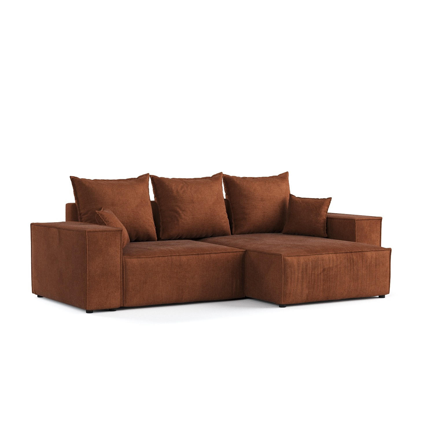 ECKSOFA SENSO mit Schlaffunktion Kupfer im Wind Stoff - Schwarz/Kupferfarben, Holz/Holzwerkstoff (255/148cm) - AltaBeds