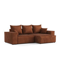 ECKSOFA SENSO mit Schlaffunktion Kupfer im Wind Stoff - Schwarz/Kupferfarben, Holz/Holzwerkstoff (255/148cm) - AltaBeds