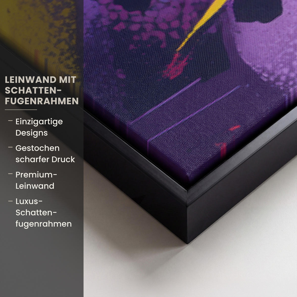 LEINWAND Bilder mit Rahmen - Abstrakt - Formen - Farbenfroh - 150x100 - Magenta, Textil (150/100cm) - MuchoWow