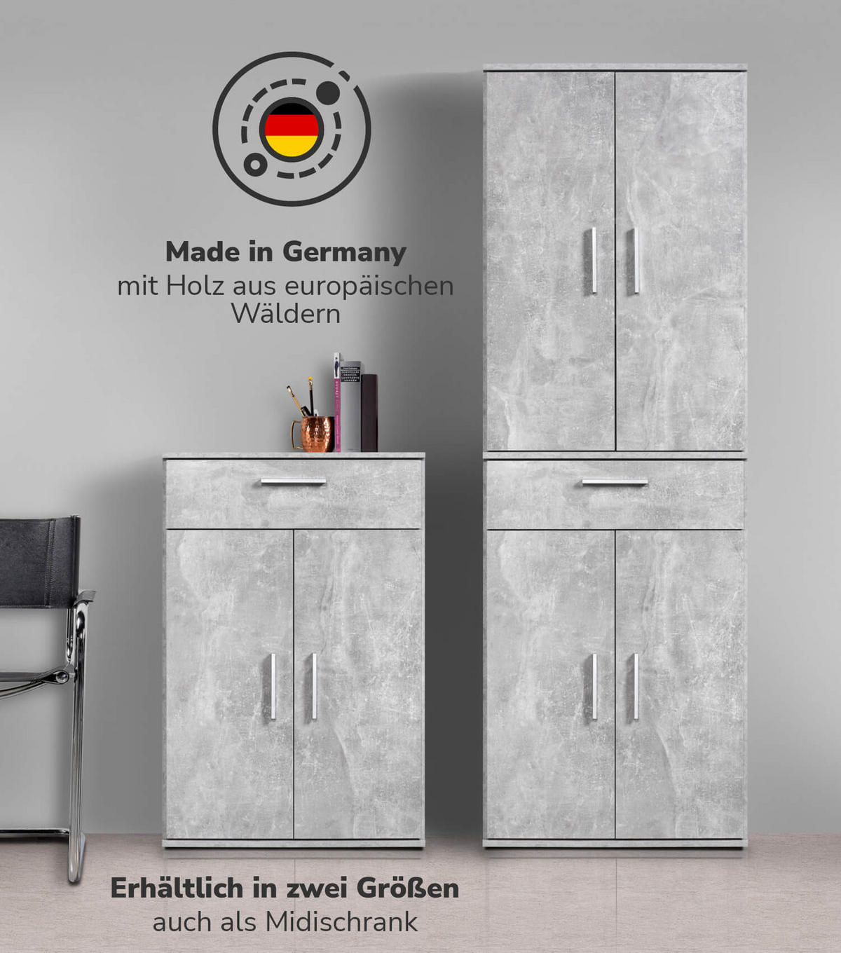 MEHRZWECKSCHRANK Der Praktische - Hellgrau/Weiß, Holzwerkstoff (60/180/34cm) - Mokebo