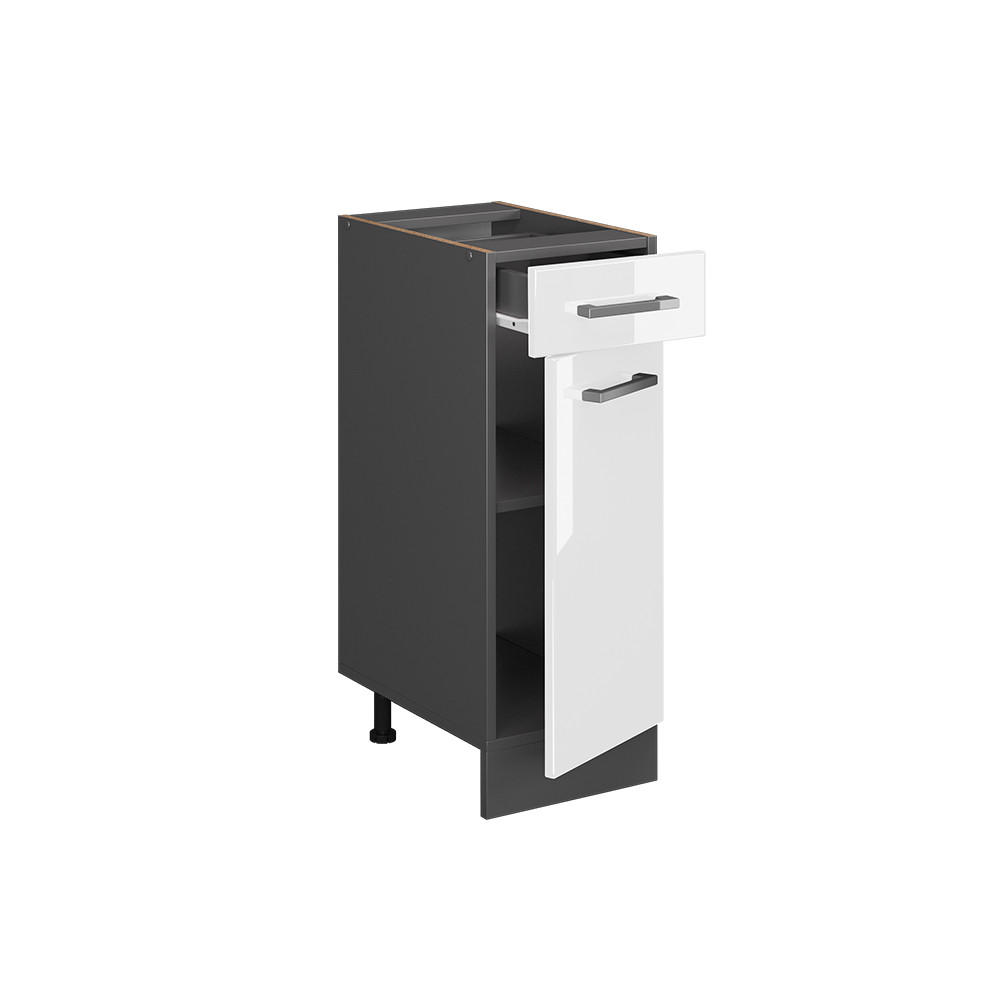 KÜCHENUNTERSCHRANK R-Line Weiß Hochglanz 30 cm ohne AP - Weiß Hochglanz/Anthrazit, Holzwerkstoff (30/81.6/46cm) - Vicco