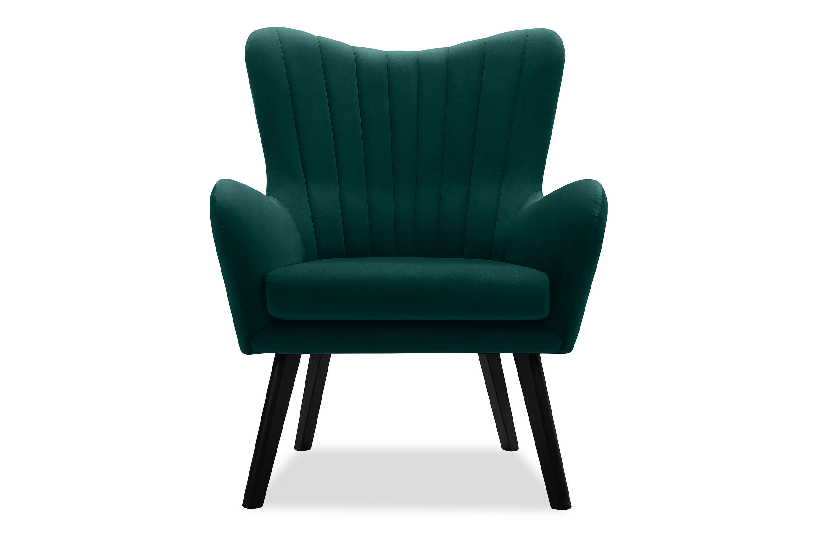 OHRENSESSEL GADI Velourstoff, Blaugrün - Blau/Schwarz, Holz/Textil (76/100/78cm) - KONSIMO®
