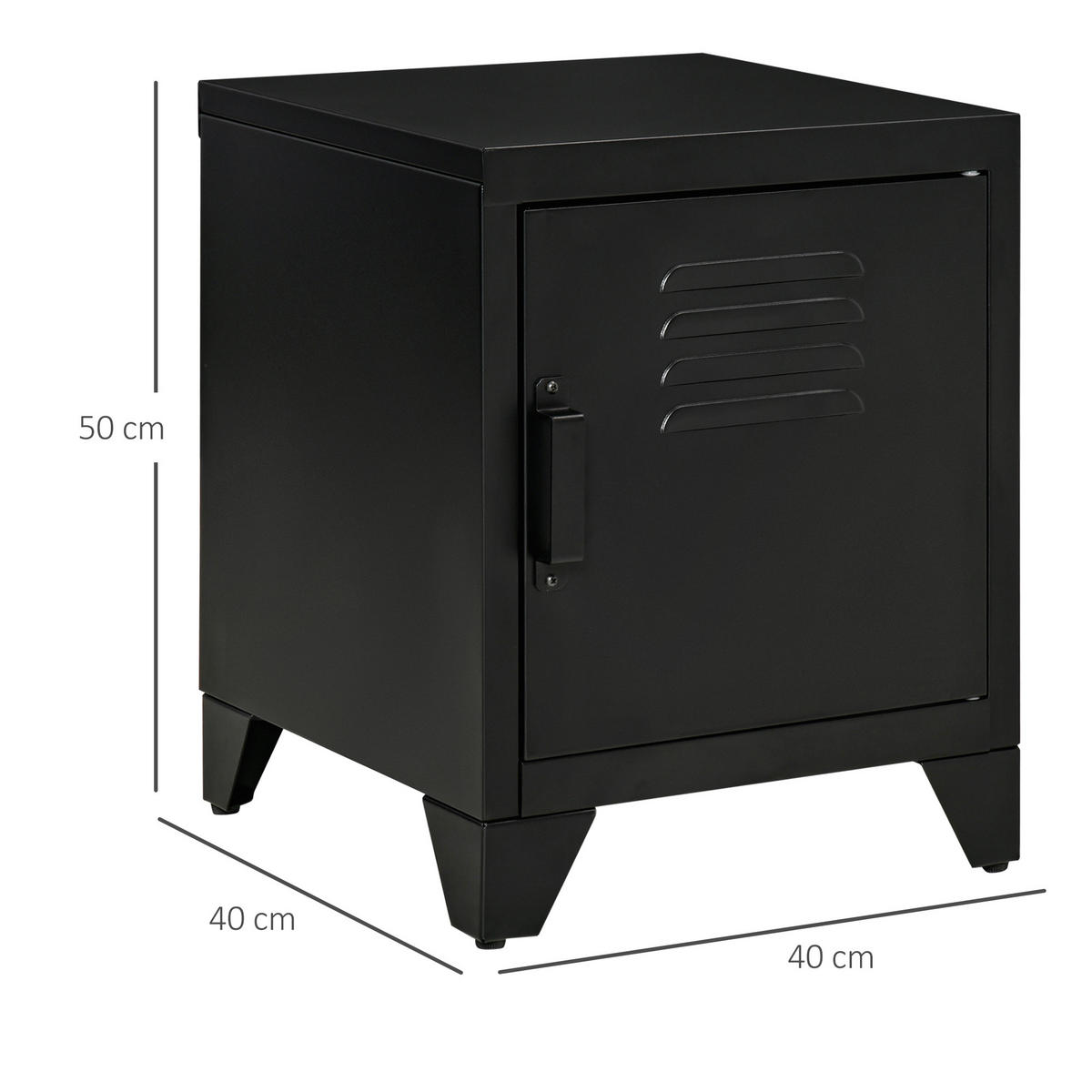 NACHTTISCH, mit verstellbarem Regal, Tür, Metall, Schwarz, 50 x 40 x 47,5 cm - Schwarz, Metall (40/50/40cm) - HOMCOM