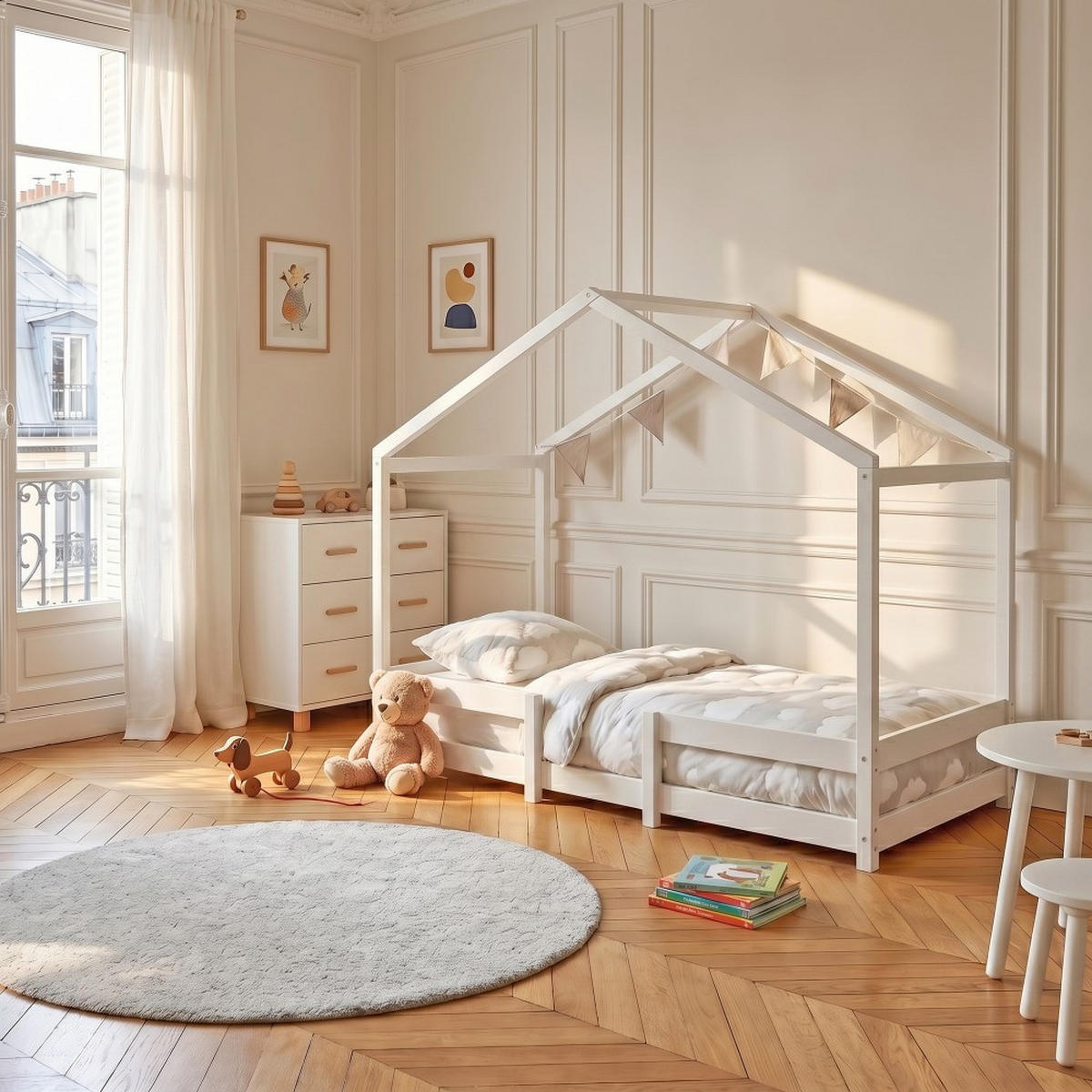 HAUSBETT INDIANA mit Lattenrost / Kinderbett 90x190 - Weiß - Weiß, Holz (90/190cm) - Weber Industries