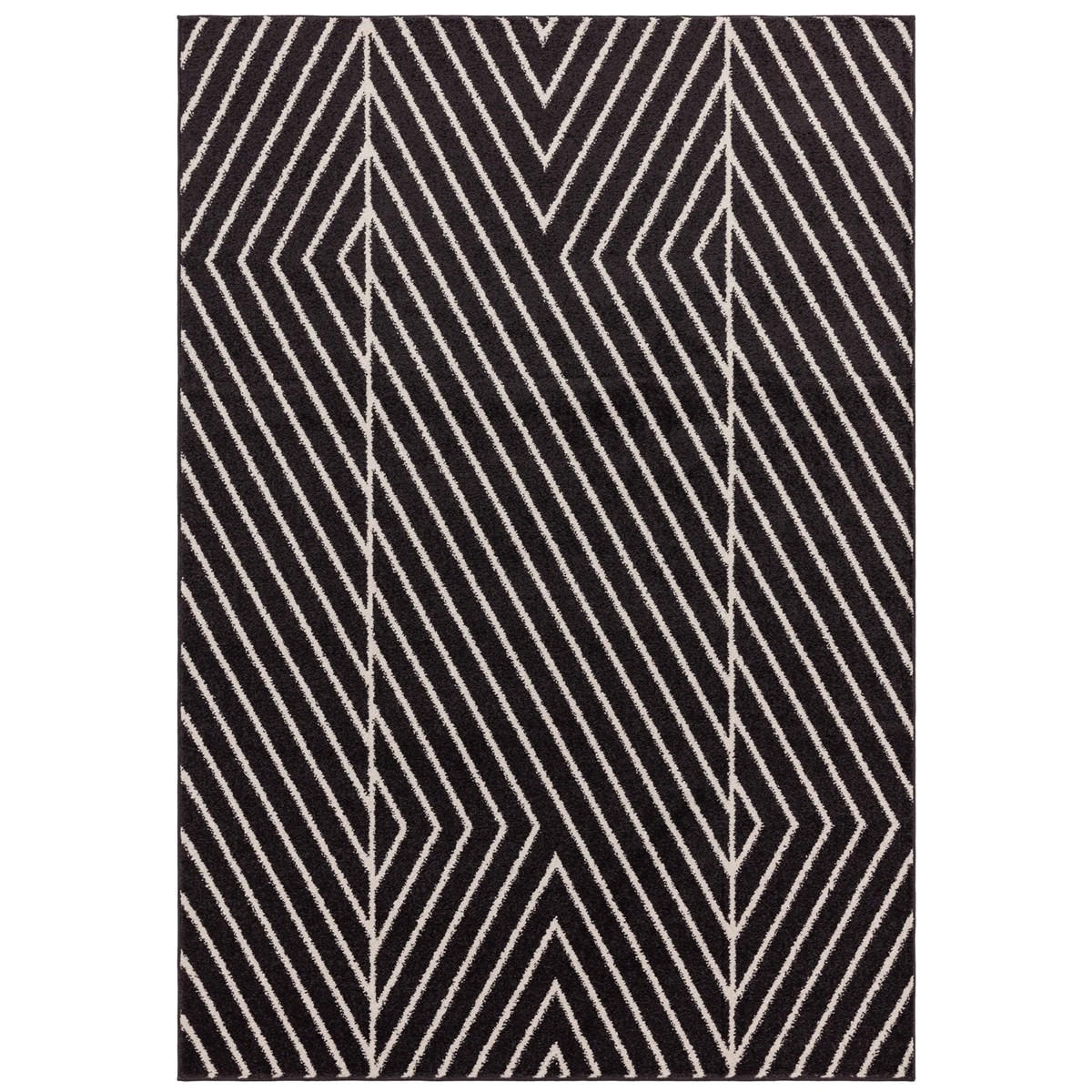 TEPPICH Moderner, flachgewebter für Wohn- und Schlafzimmer LINEN Schwarz 120 x 170 cm - Schwarz, Textil (120/170cm) - Novatrend