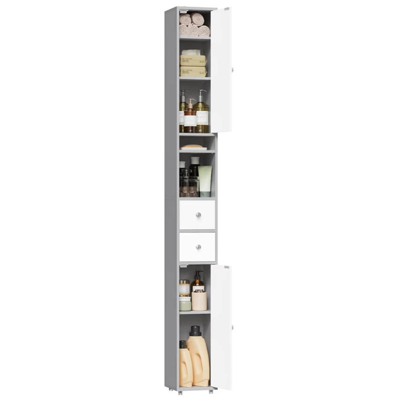 HOCHSCHRANK 20/180/20 cm schmal MDF grau Badschrank - Grau, Holz (20/180/20cm) - Coonoor
