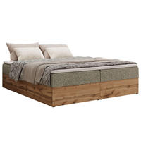 BOXBETT WOOD ZERO 200/200 - Grau Struktur - H4 - Topper Visco - Grau, Textil (200/200cm) - MKS