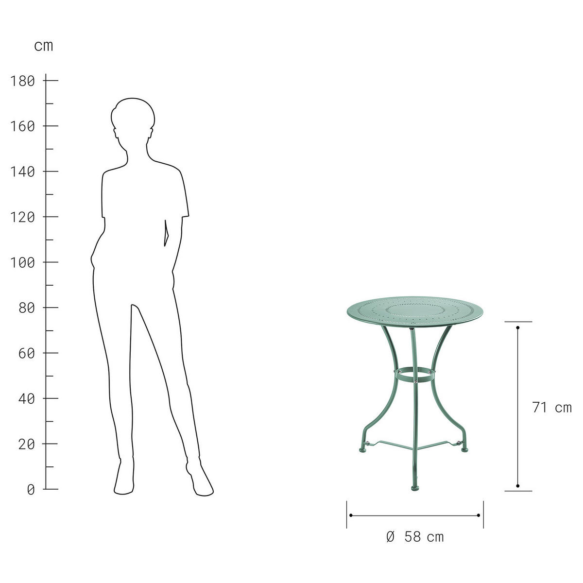 GARTENMÖBEL-SET (3-teilig) Century - Salbeigrün, Metall - Butlers