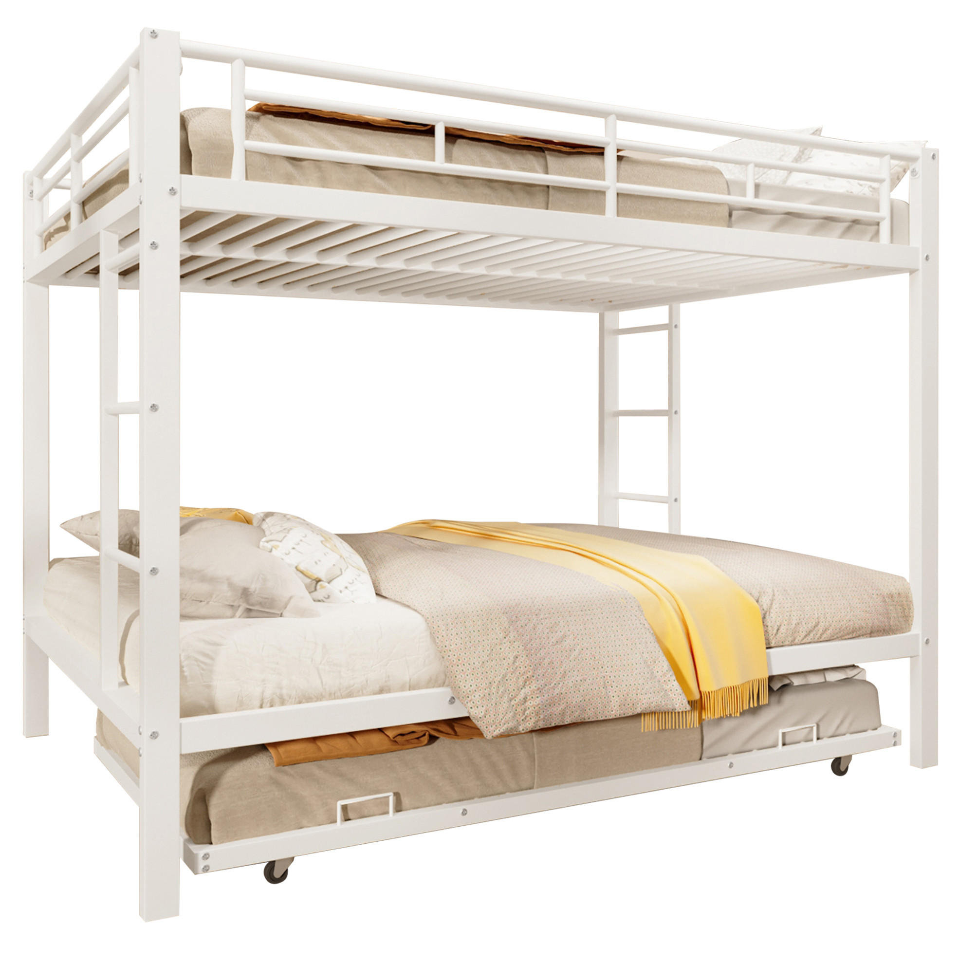 ETAGENBETT 140/200 cm Weiß mit Ausziehbett ohne Matratze - Weiß, Metall (140/200cm) - MIVRAY
