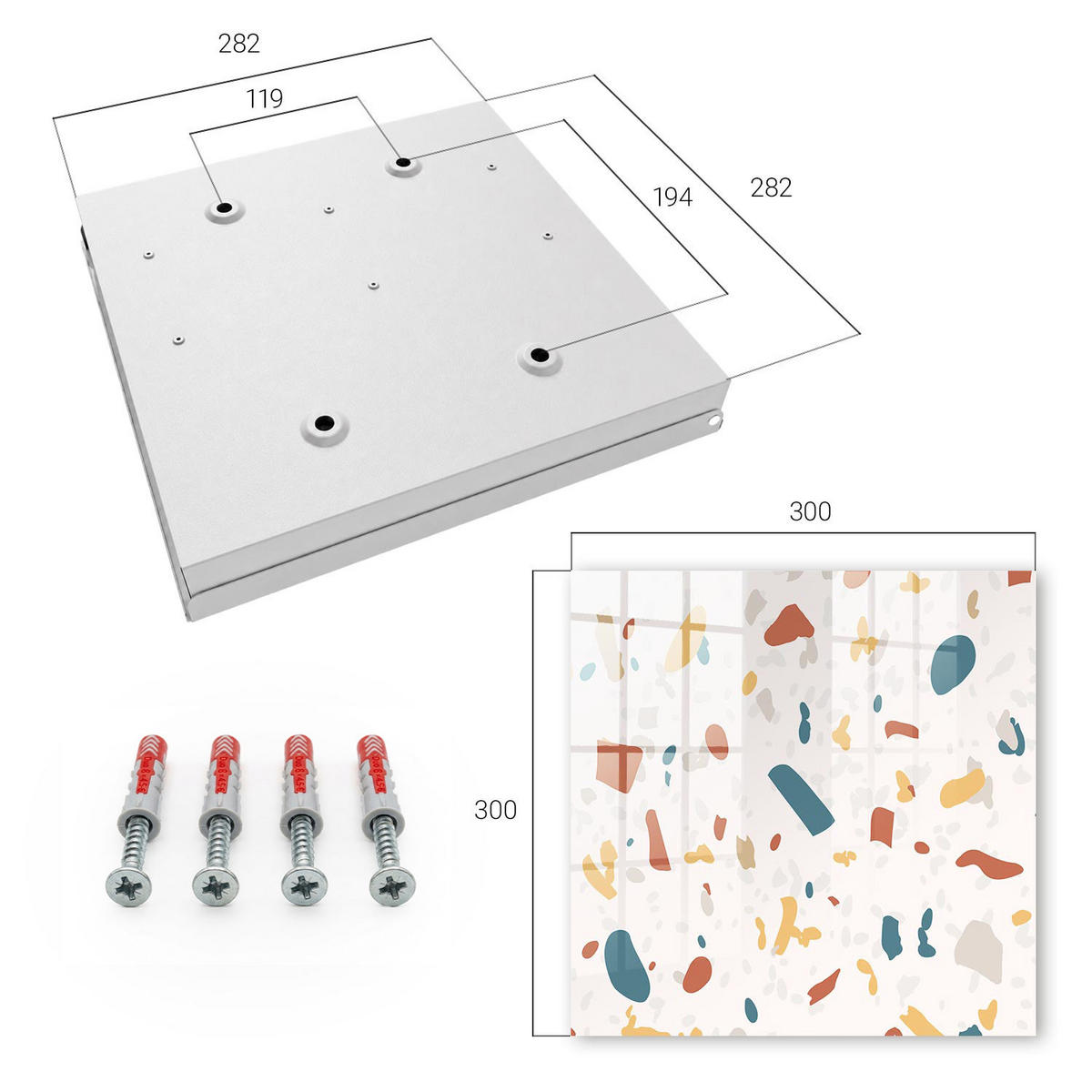 SCHLÜSSELBOX Weiß 30x30 cm – Türöffnung nach rechts - Abstrakte Komposition - Beige, Metall (30/30/5cm) - TULUP
