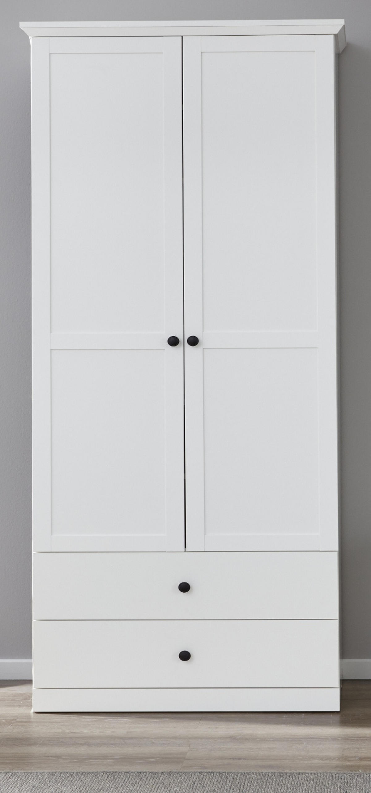 GARDEROBENSCHRANK weiß matt 81 x 196 cm, SCHUHSCHRANK im Landhaus-Stil - Silberfarben/Weiß, Holzwerkstoff/Metall (81/196/41cm) - Top.Furn