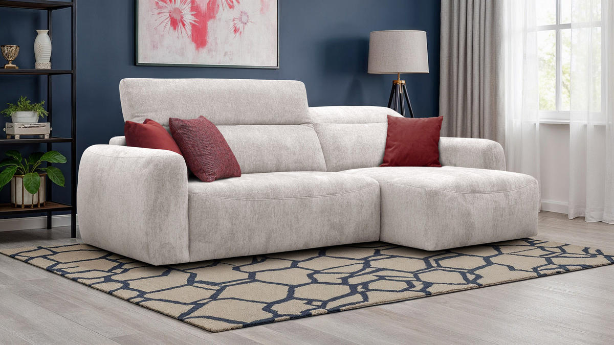 ECKSOFA NERO 4-Sitzer, ecru - Ecru/Schwarz, Holz/Textil (272/81/159cm) - Courtois Laville