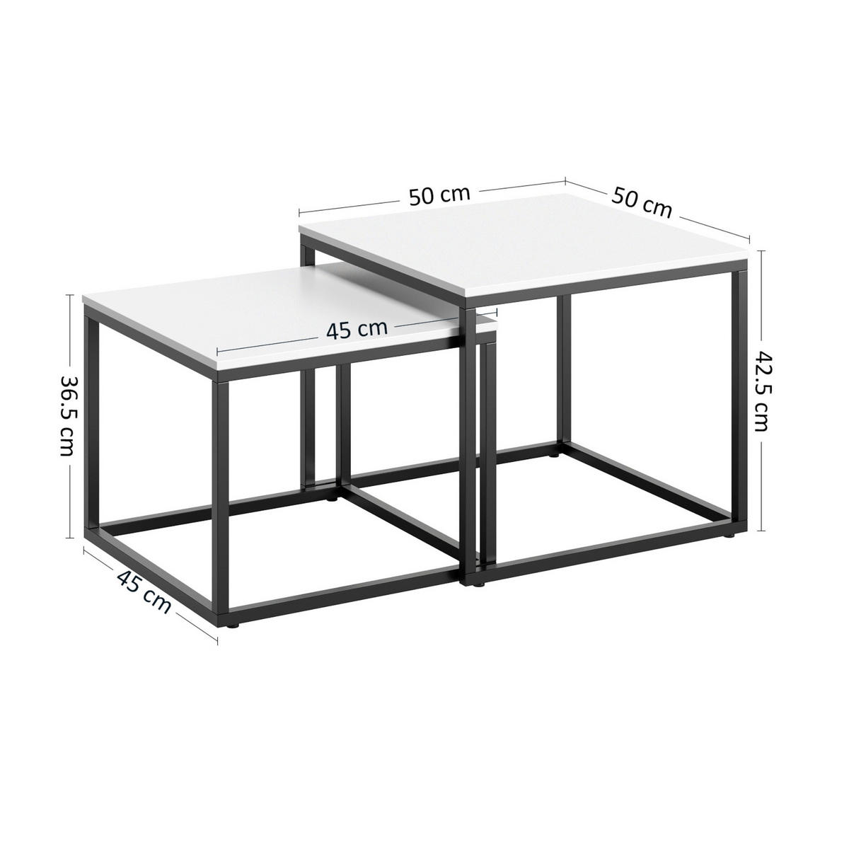 COUCHTISCH 2ER Set quadratisch Weiß - Weiß, Holzwerkstoff (50/50/43cm) - Home Collective