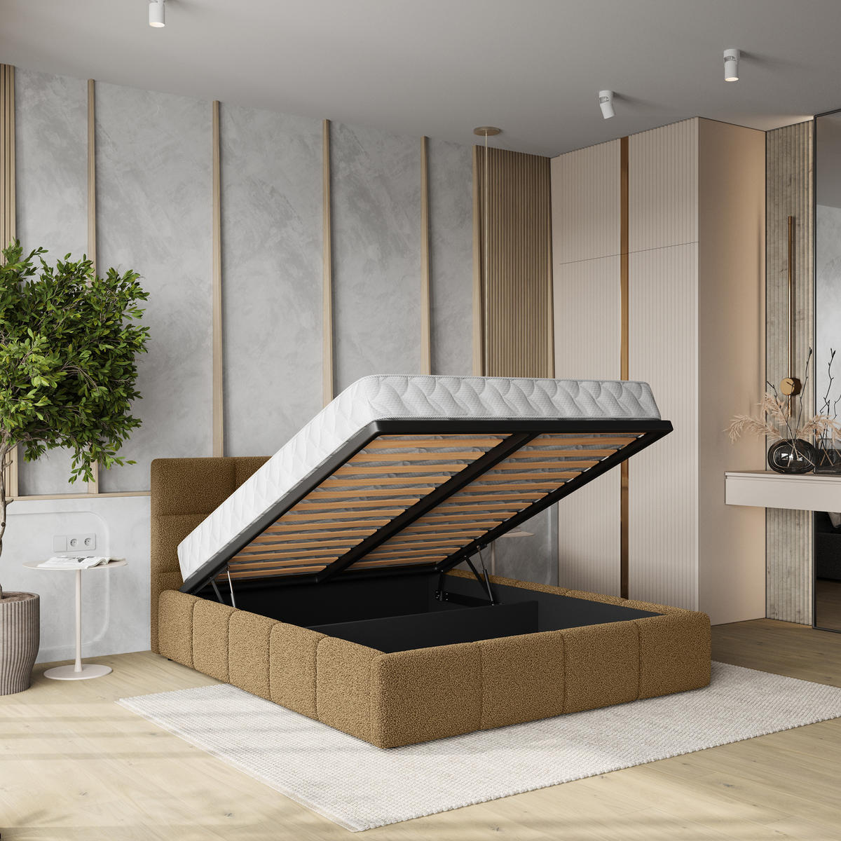 POLSTERBETT COMO 140x200 cm mit Bettkästen - Orange - Orange, Holz (140/200cm) - MASSENO