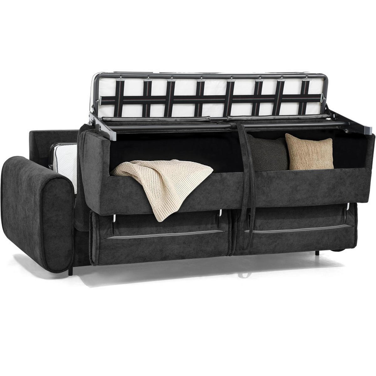 SCHLAFSOFA Pavarti mit italienischem Gestell, 180x195, Schwarz - Schwarz, Holzwerkstoff/Textil (234/88/100cm) - Beautysofa