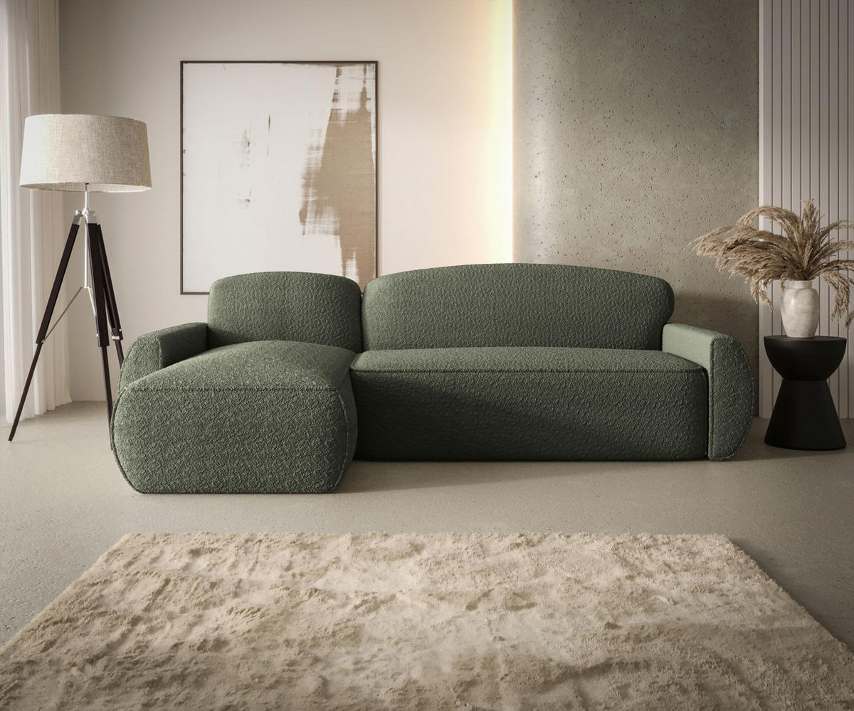 ECKSOFA mit Schlaffunktion LUCAS Quelle 37 Links - Dunkelgrün, Textil (240/145cm) - Bedante
