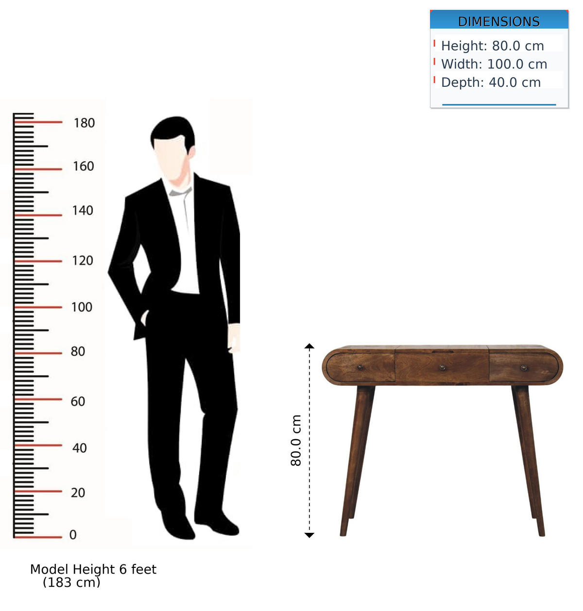 KOSMETIKTISCH Konturierte Rundung - Dunkelbraun/Messingfarben, Holz/Metall (100/80/40cm) - Artisan Furniture