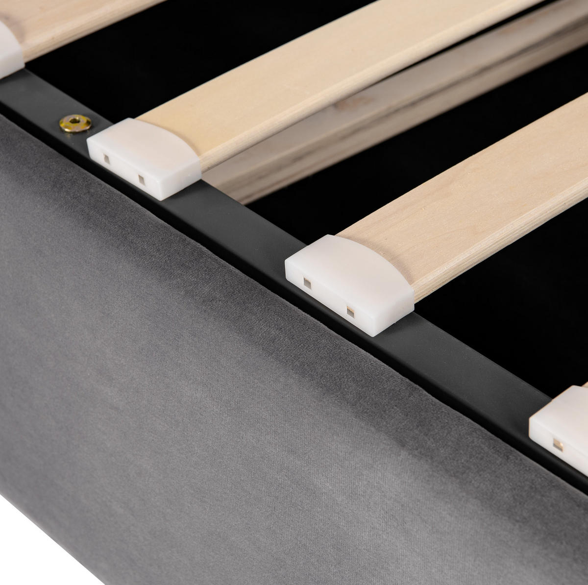POLSTERBETT 140/190 cm Grau aus Samt mit Bettkasten - Grau, Textil (140/200cm) - OKMYHOME