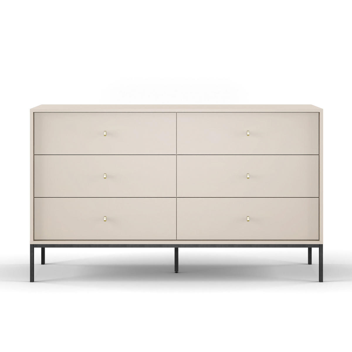 SIDEBOARD MONDO 154/89/39 cm mit 6 Schubladen Beige - Beige, Holzwerkstoff (154/89/39cm) - MASSENO