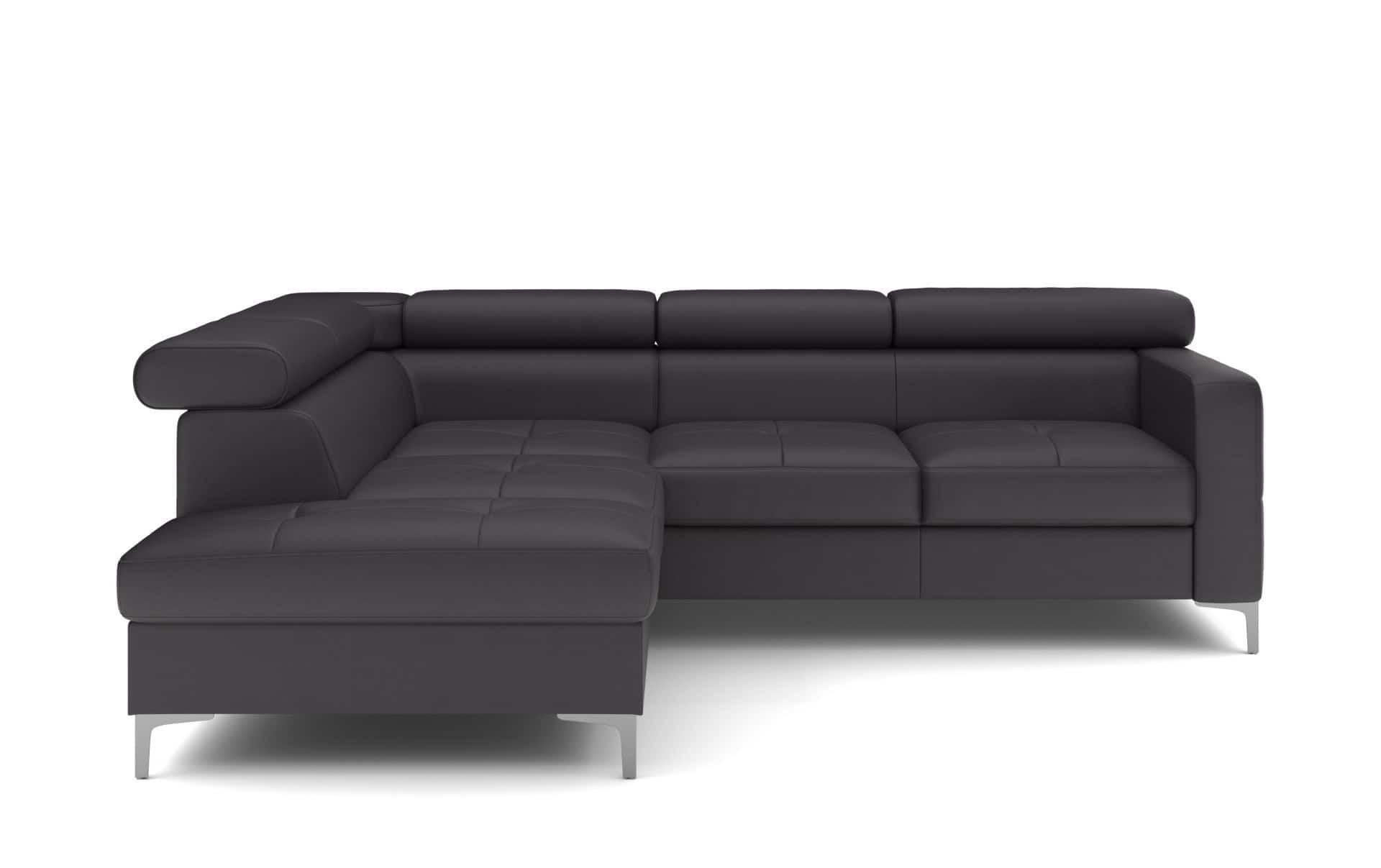 ECKSCHLAFSOFA aus Echtleder mit Schlaffunktion und Bettkasten - Chromfarben/Silberfarben, Leder/Holz (242/207cm) - Cotta