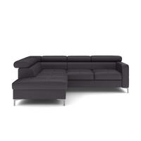 ECKSCHLAFSOFA aus Echtleder mit Schlaffunktion und Bettkasten - Chromfarben/Silberfarben, Leder/Holz (242/207cm) - Cotta