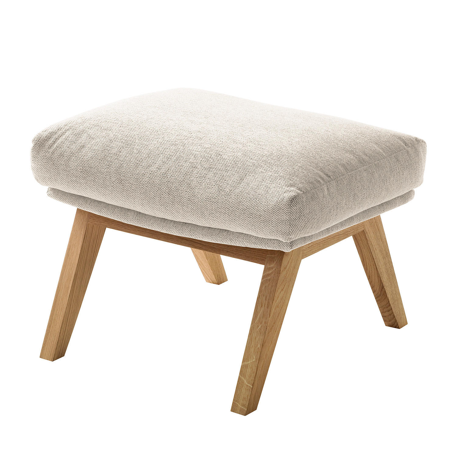 HOCKER mit Holzfüßen - Eichefarben/Beige, Textil (54/41/41cm) - home24