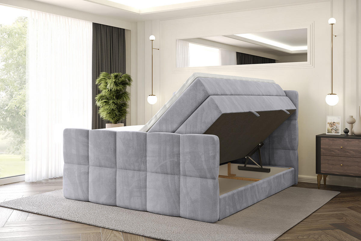 BOXSPRINGBETT mit Matratze und Lattenrost - LIRO-Z KING-140x200 - Grau Monolith - Grau, Holzwerkstoff (140/200cm) - ALTDECOR