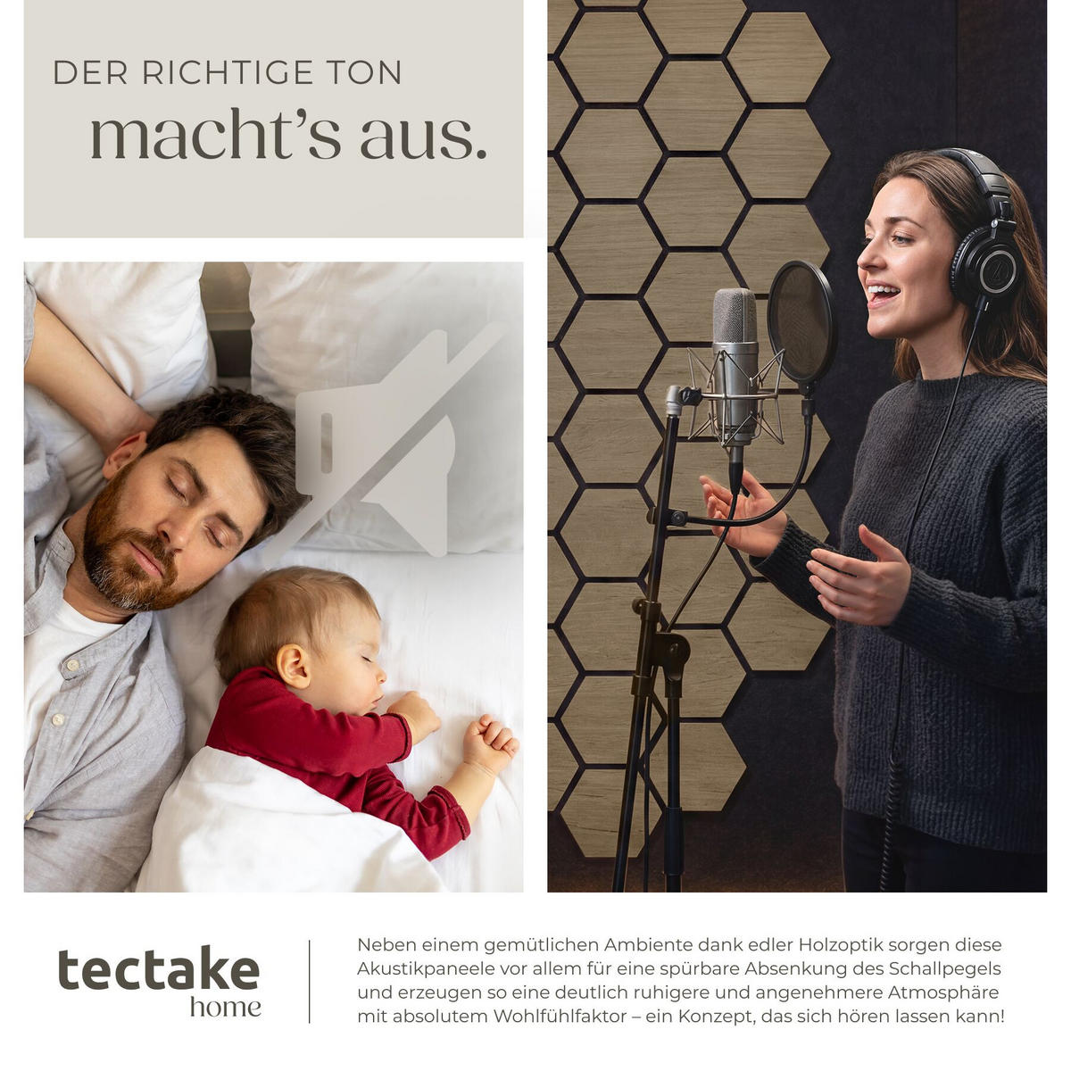 AKUSTIKPANEELE Sonic Shield, je 76 x 62 x 1,8 cm, Größe flexibel anpassbar, Eiche dunkel - Wildeiche, Holz (62/1.8/76cm) - tectake