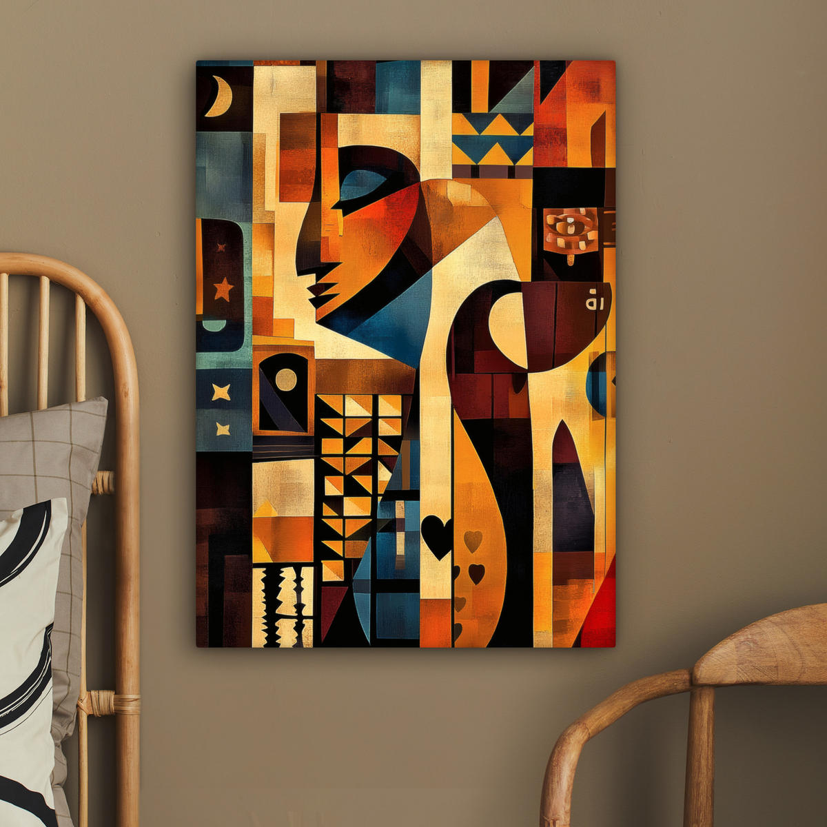 LEINWANDBILD Figuren - Abstrakt - Symbole 60x80 cm - Terracotta, Textil (60/80cm) - MuchoWow